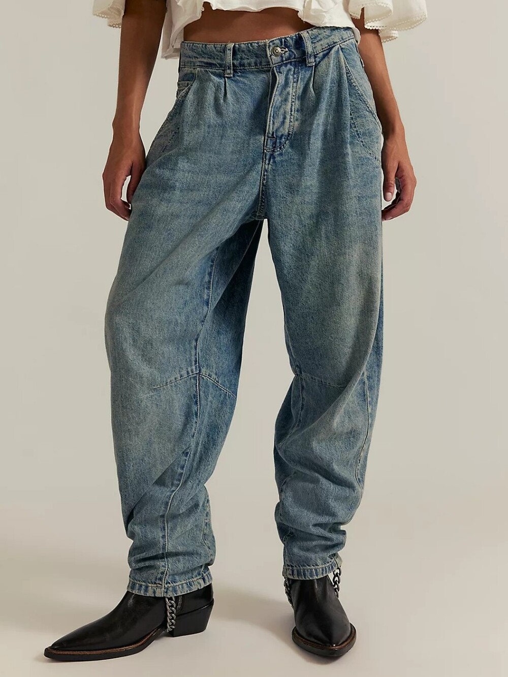 We The Free Heartland High Rise Tapered Baggy Jeans in Creekstone